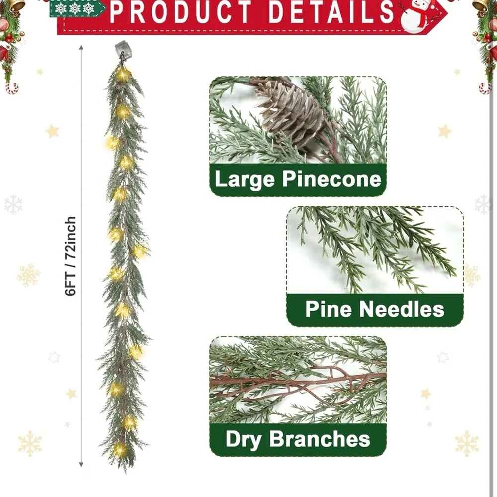 Festive Greenery Garland with Lights